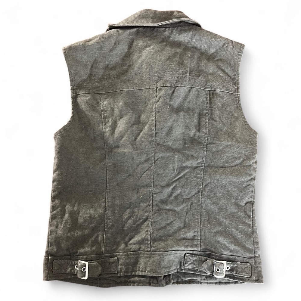 Forever21 Studded Denim Blend Women’s Vest in a muted olive green M - Picture 3 of 6